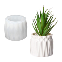Nouveauté facile à Grain fin 3D rhombique à face de diamant cylindre forme bricolage Silicone béton résine plâtre pot Pot Vase moule