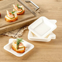 Barquettes/plateaux alimentaires jetables carrés blancs personnalisables, adaptés aux plats à emporter des boulangeries