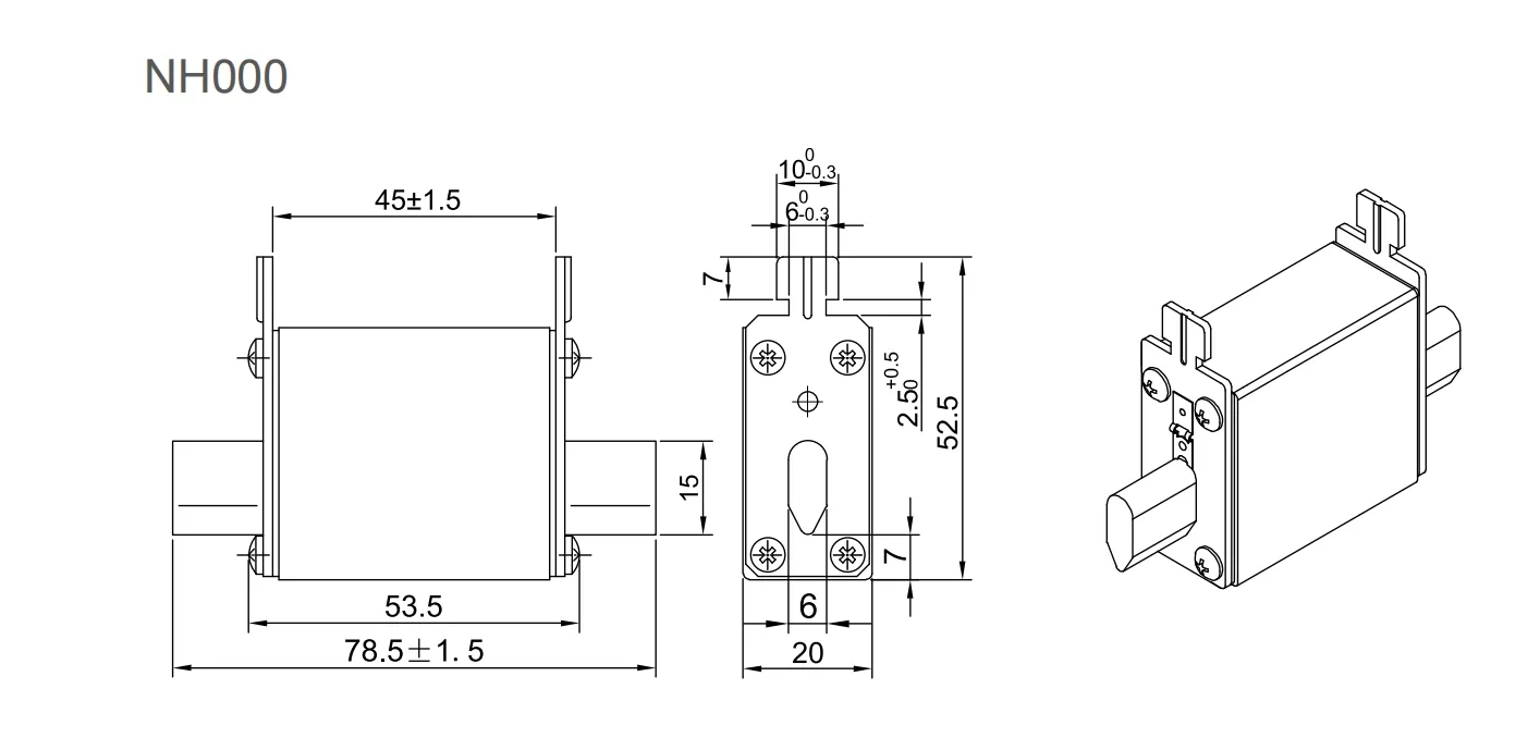 690VAC 160A NH00 HRC Fusível Fábrica GALAXY Yinrong Marca NH000 (NH00C) 690 V AC/DC 4 a 125 Amps