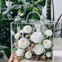 Premium Bloemenbox Eeuwige Rozen Acryl Home Decor Draagbare Geconserveerde Geschenken