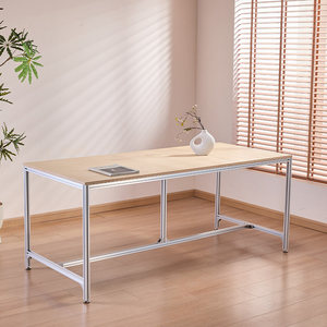 Aluminum Extruded Birch Wood Conference <b>Table</b> 180Cm Long <b>Office</b> Meeting Desk Workbench Computer <b>Table</b> - Product Image 2