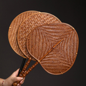 พัดไม้ไผ่ทำมือทรงกลมสไตล์จีนแบบดั้งเดิม พัดฤดูร้อน ตกแต่งบ้าน ทนทาน - Product Image 3