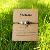 Bracelet en acier inoxydable avec pendentif en pierres naturelles réglable plaqué or 18 carats fait à la main, anti-ternissement, signe du zodiaque, bijoux pour femmes