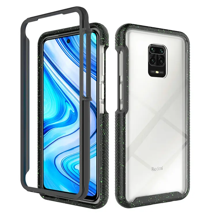 Wholesale 2 IN 1 TPU PC Bumper Design Transparent Hybrid Armor Shockproof Phone Cover For Xiaomi Redmi Note 9s Note 9 Pro Case