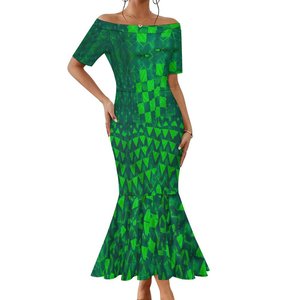 Abito Puletasi con Design Tribale Polinesiano Samoano, Trendy, Casual, Sexy, Aderente, con Spalle Scoperte e Gonna a Sirena, MOQ 1 Pezzo - Product Image 2