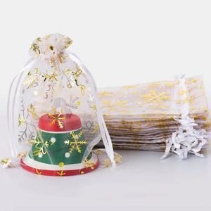 Snowflake Organza <b>Bags</b> 9x12cm <b>Drawstring</b> <b>Christmas</b> <b>Gift</b> <b>Bags</b> Snowflake Mesh <b>Gift</b> Pouch Wedding Favor Jewelry Candy <b>Bags</b> - Product Image 6