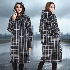 Biểu tượng tùy chỉnh unisex Polyester Áo mưa màu đen dài mưa áo khoác trùm đầu áo mưa với dây kéo không thấm nước & có thể điều chỉnh eo ban nhạc - Product Image 3