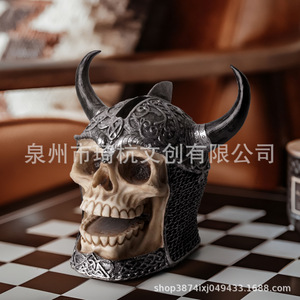Hucha de resina con forma de calavera de casco y cuerno de carnero, decoración de Halloween para interiores, regalo - Product Image 2