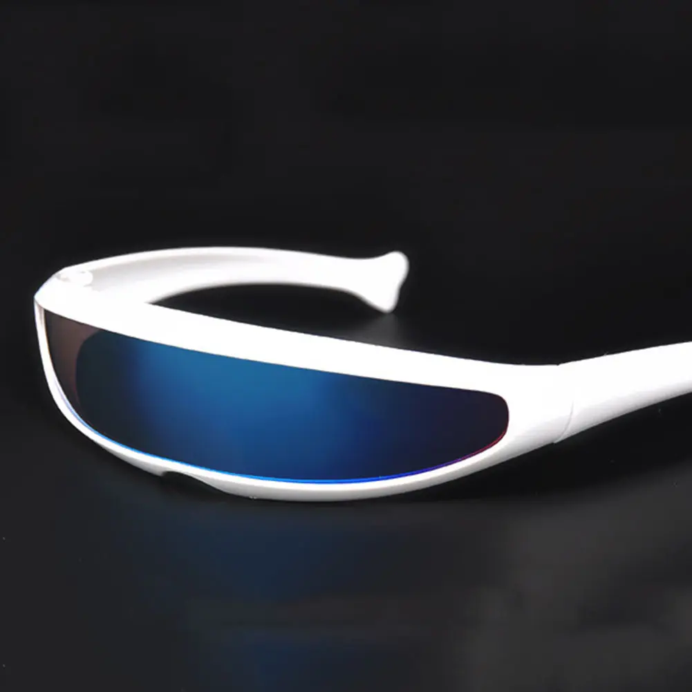 Wholesale Personality Men Women Mirrored Lens Sun Glasses Small Frame One Piece Lens Goggles Party Sunglasses