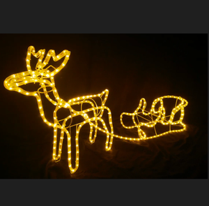 Ebay Otto Bol Allegro Hot Selling Outdoor wasserdichter LED-Stahlrahmen Rentier hirsch mit Schlitten Weihnachts motiv Seil Lichter - Product Image 1