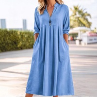 Nouvelle Robe Décontractée Ample et Tendance en Coton-Lin Style Vintage pour Femme, Modèle Européen-Américain, Collection Automne, avec Empiècements