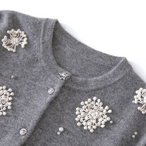 Cárdigan de Cachemir 100% Tejido, Nuevo Modelo Otoño 2025, Venta al Por Mayor Personalizada, Suéter de Cachemir con Cuello Redondo para <span class=keywords><strong>Mujer</strong></span> - Product Image 3