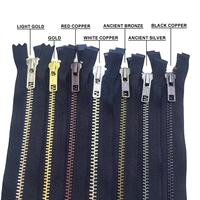 Haute qualité 10 #   Fermeture éclair métallique dorée en cuivre DA à verrouillage automatique avec fermeture éclair en laiton et nylon pour vestes matelassées, sacs et vêtements