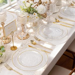 Ensemble de 350 assiettes rondes jetables en plastique PS, pour 50 invités, texture pierre, couleur et motif personnalisés pour les événements festifs - Product Image 6