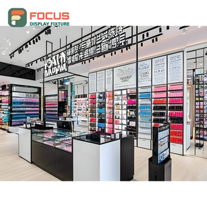 Modern Designer Store Brushed Stainless Steel Glass Display Case Installation Service Cosmetic Display Cabinet - Product Image 3