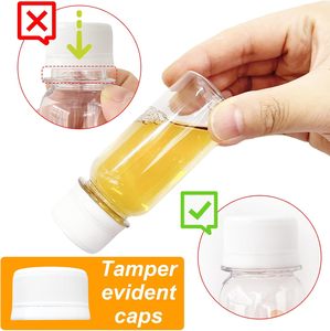 Mini bouteilles en plastique PET vides de 60 ml (2 oz), 100 ml (3 oz), 120 ml (4 oz) pour jus, boissons énergisantes et shots de gingembre avec bouchons - Product Image 2