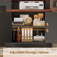 Bureau de direction à domicile réglable et convertible avec tiroirs de rangement, armoire de rangement, grande station de travail informatique et prise de courant intégrée