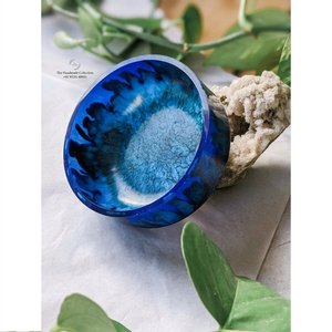 Colección Artesanal de Cuencos de Resina Ecológicos con Esmalte Azul Craquelado Estilo Mármol, Vajilla Moderna de Lujo Apilable y Apta para Lavavajillas - Product Image 1