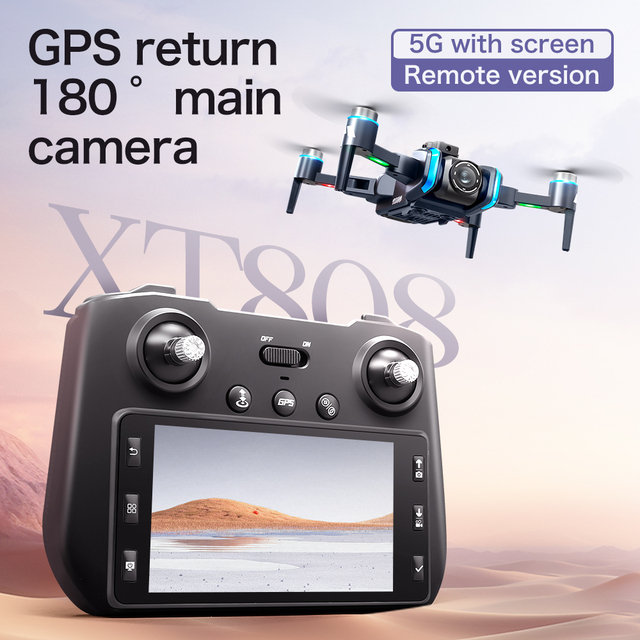 Beginner Aerial Drone with GPS Optical Flow Location Brushless Motor Electric Lens and Large Screen Remote 15-20min Flight Time