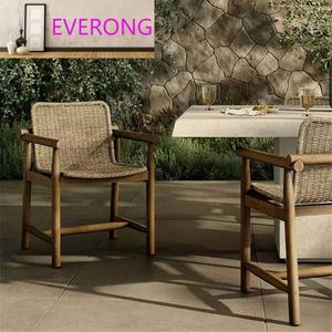 Modern Leisure Outdoor <strong>Dining</strong> Set <strong>Teak</strong> Anti-Corrosion Rattan Wood Furniture Open-Air Balcony Garden Chair Sofa <strong>Table</strong> for - Product Image 1