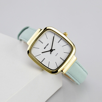 Jam Tangan Putri Model Terbaru Tali Kulit Hijau Mesin Jepang Jam Tangan Quartz Anak Perempuan