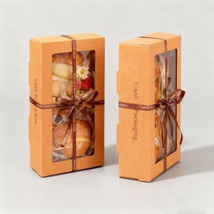 Commercio all'ingrosso pane <span class=keywords><strong>Baguette</strong></span> Toast scatola di imballaggio alimentare Base Kraft e coperchio scatola di carta da asporto scatola per feste da asporto - Product Image 2