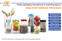 Boîte cylindrique en plastique alimentaire avec couvercle pour l'emballage de bonbons, boîte cylindrique en PET personnalisée avec logo pour le stockage et la présentation