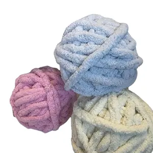 Offre spéciale fil à tricoter épais plaid DIY doux Extra multicolore Chenille style Polyester couverture fil