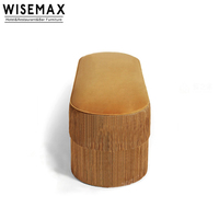 Socle rond en velours bleu avec repose-pieds, meuble de salon moderne et de luxe, 1 pièce
