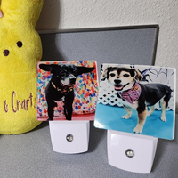 Htpmart Veilleuse d'Été de Plage à Sublimation Murale avec Capteur de Lumière, Lampe de Nuit LED Plate Blanche en Acrylique Carré