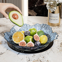 Plateau de service en plastique écologique en forme de fleur, plateau transparent pour salade et fruits, plateau irrégulier pour table basse, plateau à collations