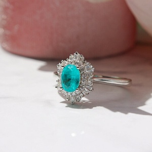 Anillo de Turmalina Paraiba Ovalada Art Deco de Plata S925, Regalo de Piedra Natalicia de Octubre, Anillos de Compromiso, Promesa, Aniversario, Regalo de San Valentín - Product Image 4