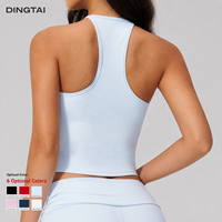 Débardeur de yoga à séchage rapide pour femme Dingtai, col en V, dos croisé, soutien-gorge de sport push-up sans manches pour la gym et l'entraînement