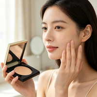 Boîte de poudre compacte carrée en ABS recyclable avec logo personnalisé, 8g, pour fond de teint liquide et blush, emballage cosmétique de voyage