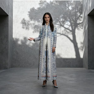 Abaya de Poliéster Estampada Plisada de Lujo Premium de Alta Calidad para Mujeres Musulmanas, Vestido Elegante Personalizado para Ocasiones Especiales, Venta al Por Mayor - Product Image 3