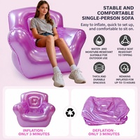 Chaise longue gonflable transparente moderne et portable avec dossier haut et accoudoirs, imperméable, pour piscine, jardin, intérieur et extérieur