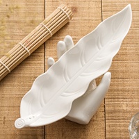 Assiette en céramique en forme de feuille de Bouddha, compatible micro-ondes, haut de gamme, pour hôtels, restaurants, usage commercial, plat de présentation esthétique