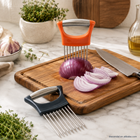 Support à oignon manuel en acier inoxydable à 10 broches, poignée ergonomique, qualité alimentaire, résistant à la rouille, outil de cuisine rapide pour trancher les légumes