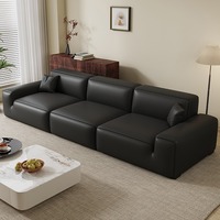 Italienischer Stil Großes Schwarzes Echtes Leder Modulares Ecksofa mit Schwammfüllung Modernes Minimalistisches Trendiges Würfelsofa für Kleine Wohnungen