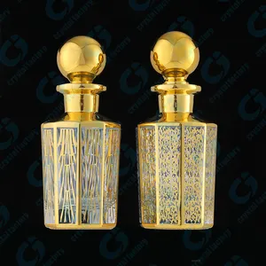 CJ-Fancy Customized 120ml UV Gold Printed Empty Glass Bottle Fashionable Oud Oil Perfume Attar for Essential Oil Packaging