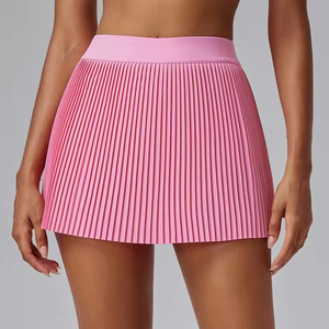 Gaun tenis Golf wanita, bawahan pinggang tinggi ringan padat atletik berlipat kasual dengan saku - Product Image 6