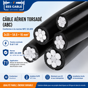 Câble pré-assemblé 0,6/1KV, 3*50+54,6+16 mm², Câble aérien torsadé, PRC50, PRC35 - Product Image 1