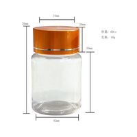 Vente en gros OEM Bouteille de pilules en plastique PET 60 ml avec bouchon à vis doré, conteneur d'emballage pharmaceutique Modèle HS21 Guangdong Chine