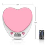 Mini balance de cuisine LED en forme de cœur, 5 kg/1 g, précision, balance de poche pour bijoux, alimentée par piles