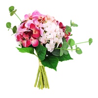 Bunga Hydrangea Buatan Panjang 30cm Grosir, Buket Daun Eucalyptus Campuran