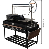 Barbecue argentin robuste en acier inoxydable personnalisable avec revêtement en poudre, grand modèle de luxe style Santa Maria, fumoir au charbon de bois