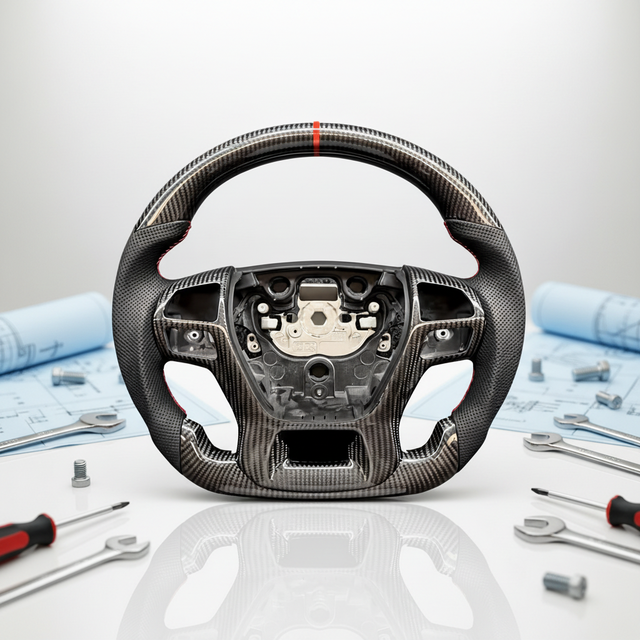 High-quality  Luxury Leather & Carbon Fiber 3 Spoke Sports Steering Wheel for Raptor T150  with 35/40mm Grip Size