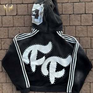 Sun Faded Hoodie Boxy Baggy French Terry 480GSM Apliques bordados Capucha de doble capa Sin cuerda Rhinestone Side Stripe Hoodie - Product Image 3