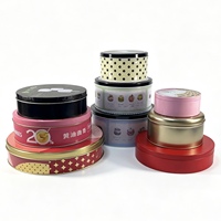 Boîte à biscuits ronde en fer blanc personnalisable avec couvercle métallique pour biscuits au beurre, bonbons, noix, sucre, cheesecake, et rangement de cadeaux