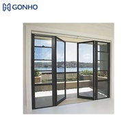 Porte en aluminium à double vitrage GONHO, à rupture de pont thermique, moderne, étanche, résistante aux ouragans, avec moustiquaire en fibre de verre
